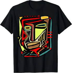 African Multicolor Cool Mask Abstract Art Tribal Graphic T-Shirt