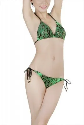 Animal Print Triangle Top & String Bottom Bikini