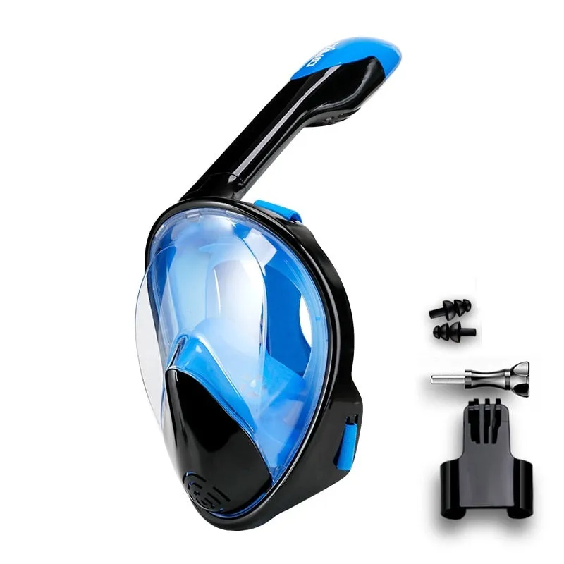 Anti Fog Full Face Snorkel Swimming Mask With Camera Mount For Wide View