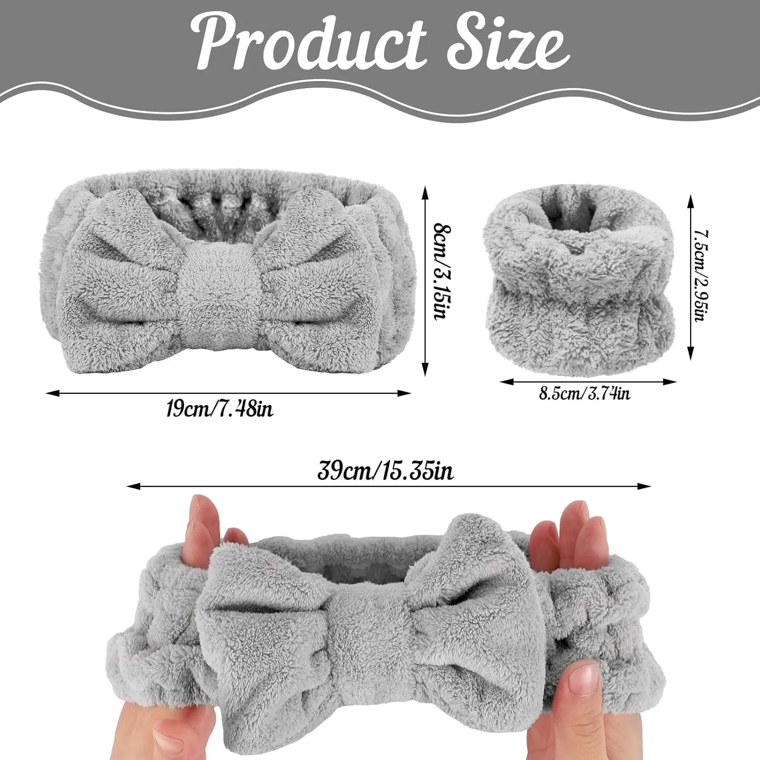 BESARME 3-Piece Face Wash Set - Headband & Wristband for Women & Girls - Spa, Skincare & Makeup Accessories