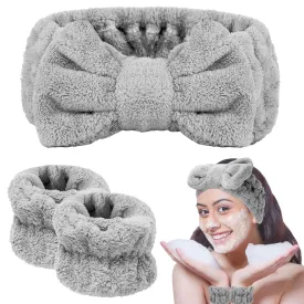 BESARME 3-Piece Face Wash Set - Headband & Wristband for Women & Girls - Spa, Skincare & Makeup Accessories