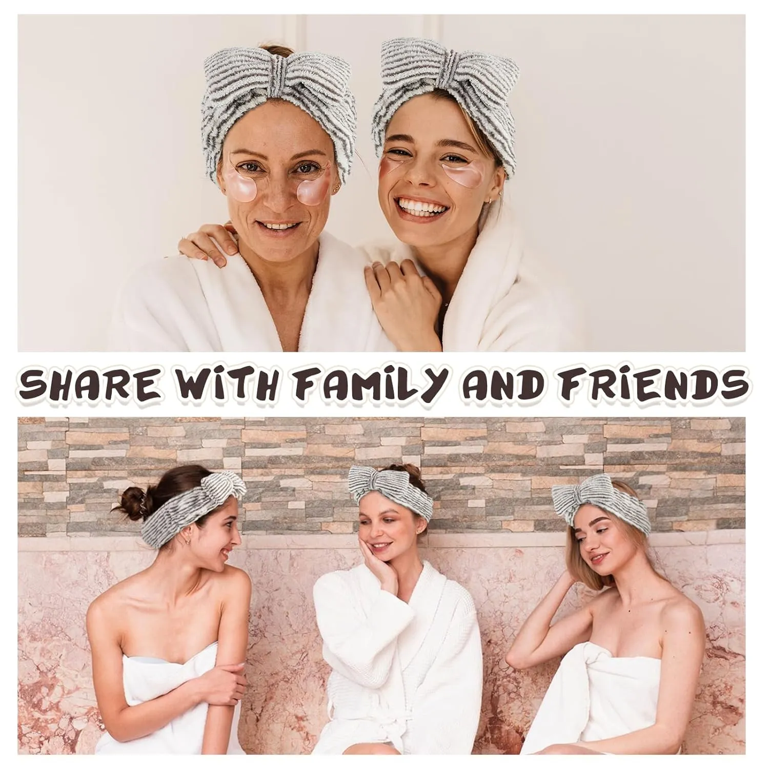 BESARME 3-Piece Face Wash Set - Headband & Wristband, Spa Towel Headband for Women's Skincare (Stripe Color)
