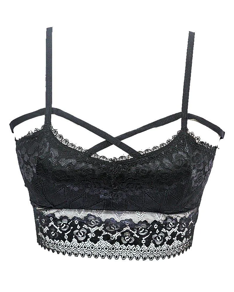 Black Net Lace Cotton Push Up Bra 6519