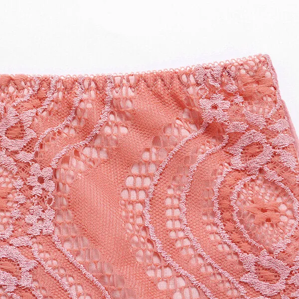 Cotton Mid Waist Briefs Sexy Lace Jacquard Breathable Underwear Panties