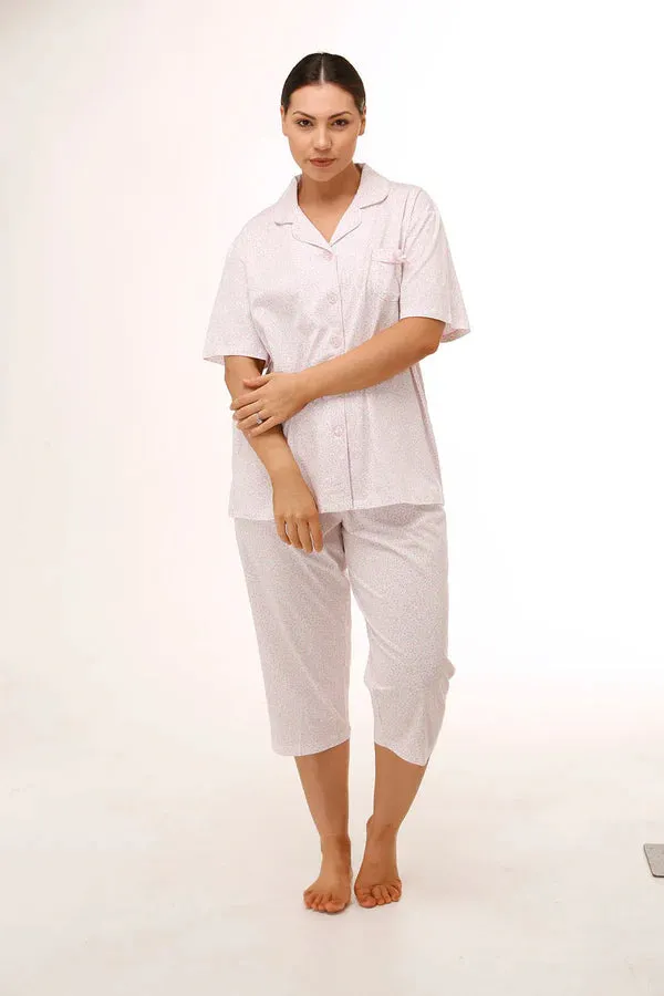 Ditsy Revere PJ Set Poly Cotton Pink
