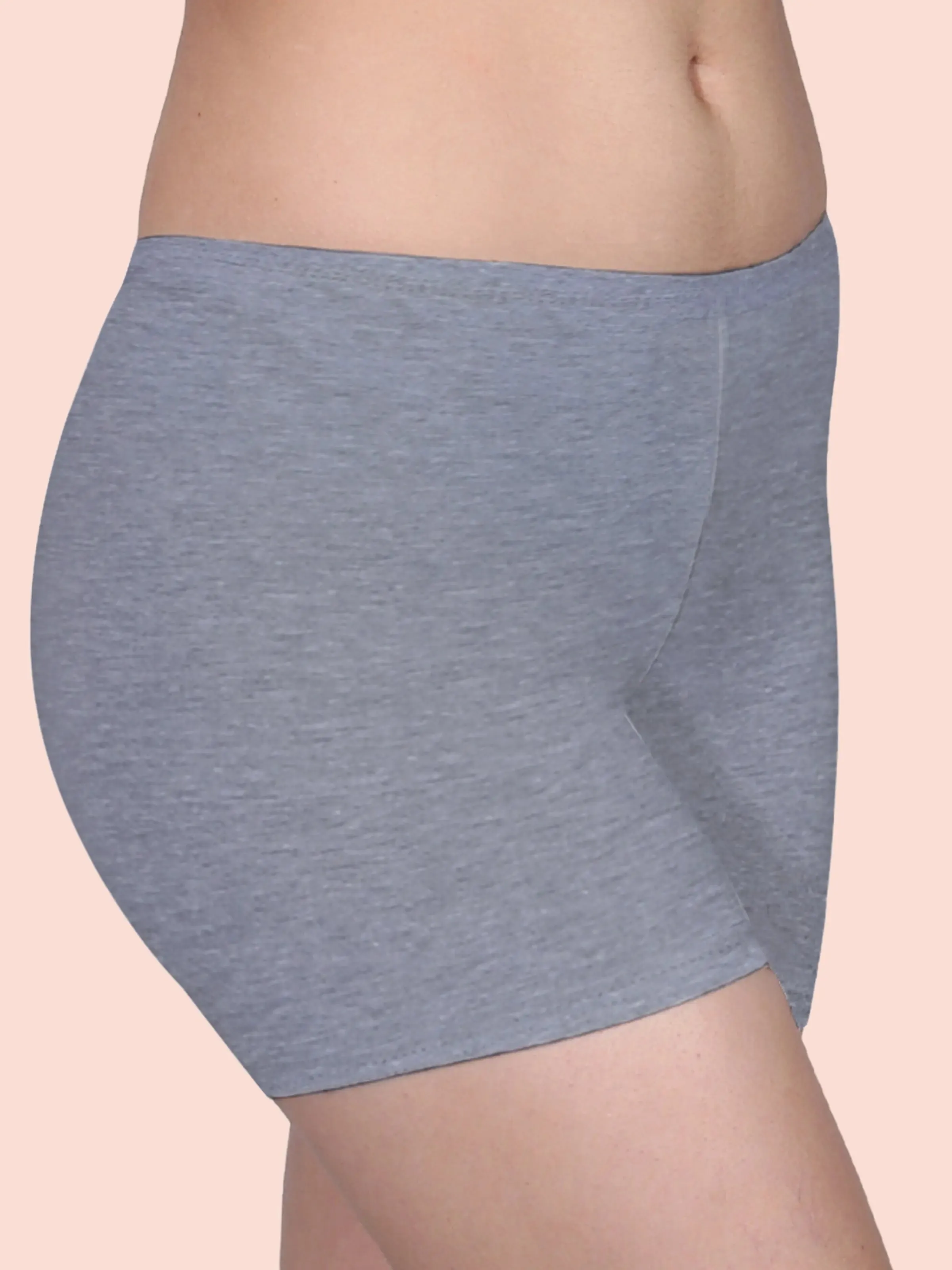 High Waist Long Panties For Girls With Full Coverage, Gusseted Crotch & No Side Seams |White & Grey Pack of 2