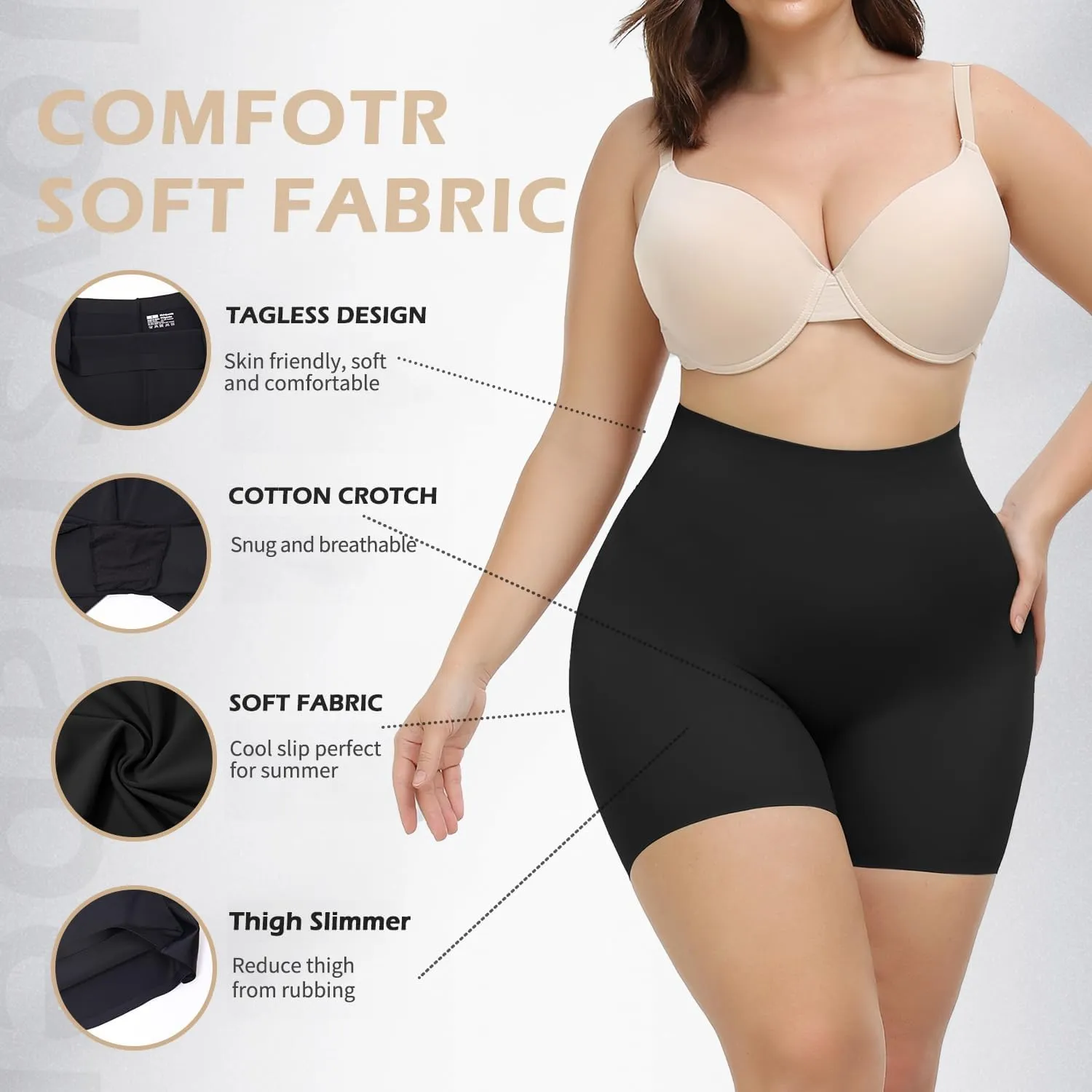 JOYSHAPER Slip Shorts for Under Dresses Women Elastic Anti Chafing Underwear Lace Slip Yoga Biker Shorts Boxer Briefs