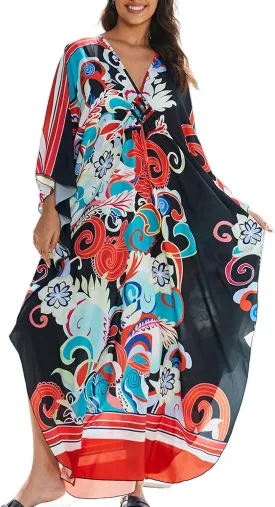 Kaftan Dresses for Women Plus Size Caftans Loungewear Swimsuit Coverup Butterfly Maxi Beach Dress Lightweight Muumuu
