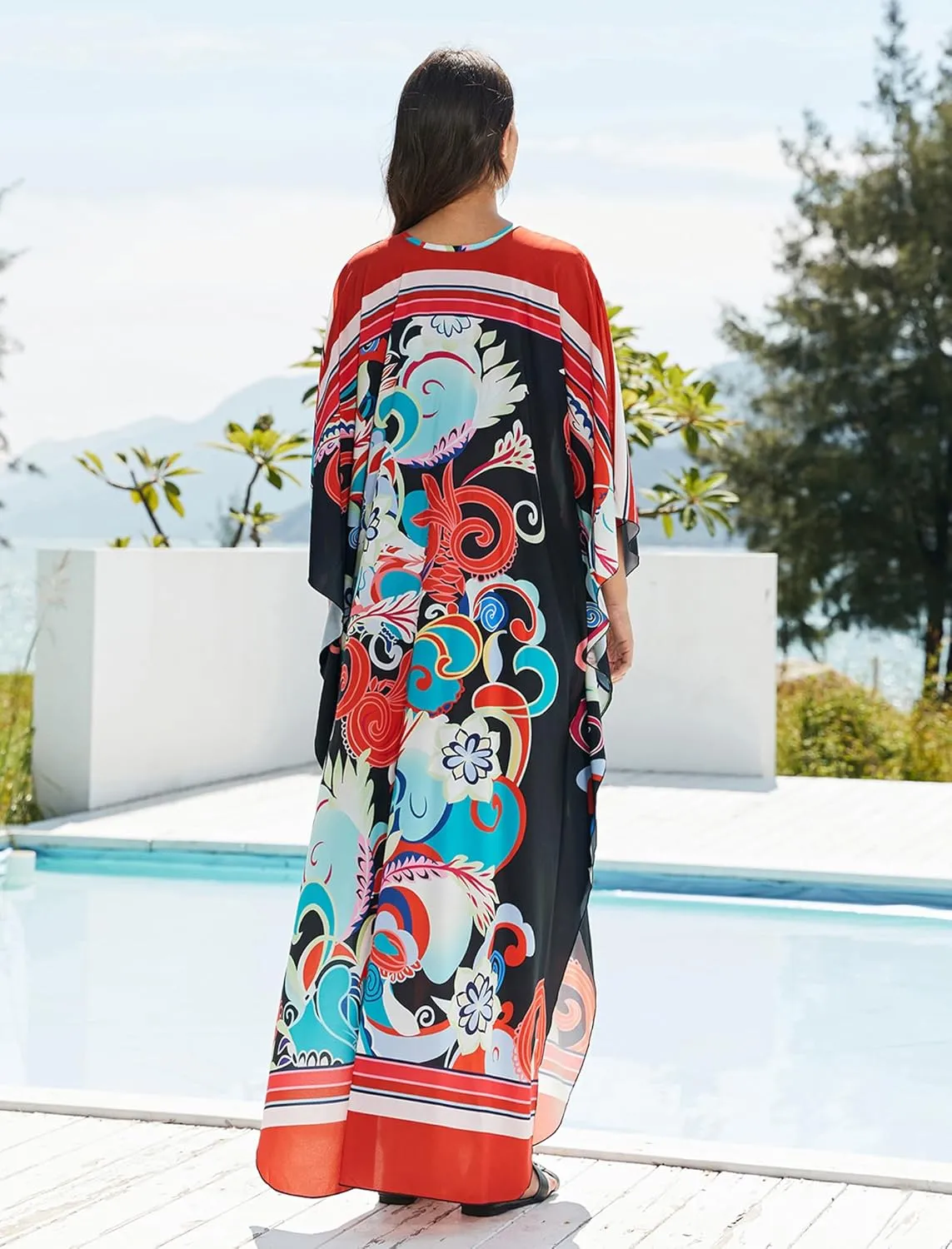 Kaftan Dresses for Women Plus Size Caftans Loungewear Swimsuit Coverup Butterfly Maxi Beach Dress Lightweight Muumuu