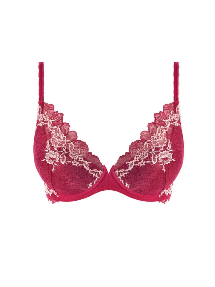 Lace Perfection Plunge Push Up Bra - Cerise
