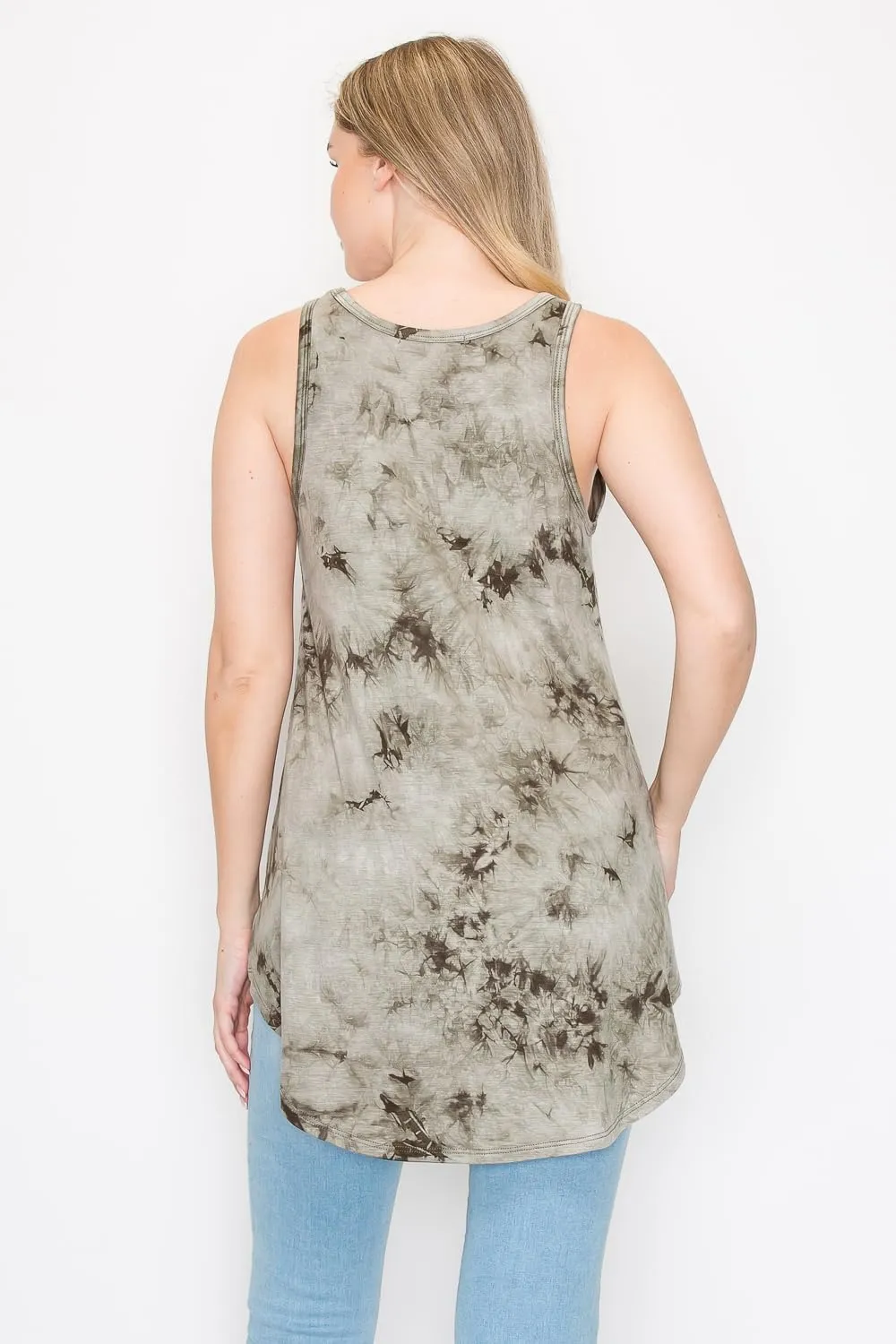LUVAGE Women's High Low Tunic Casual Tank Tops Round Neck Sleeveless Flowy Loose Fit Shirts