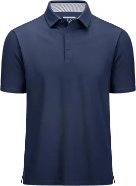 MAGCOMSEN Men's Polo Shirts Short Sleeve Cotton Pique 3 Button Classic Fit Casual T-Shirt Performance Golf Shirts