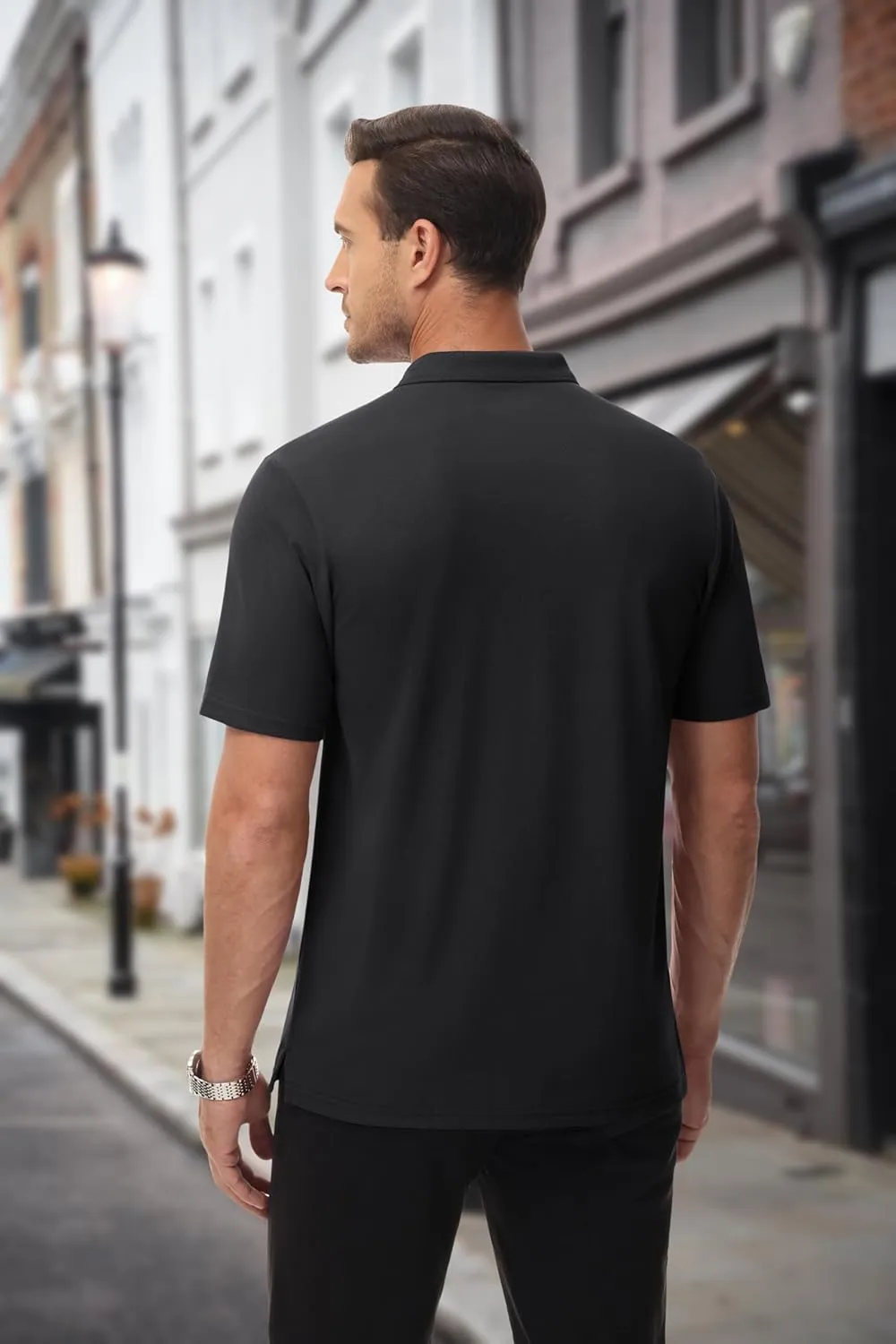 MAGCOMSEN Mens Polo Shirts with Pocket Cotton Pique Short Sleeve Collared Shirt Moisture Wicking Golf Shirts 3-Button Shirts