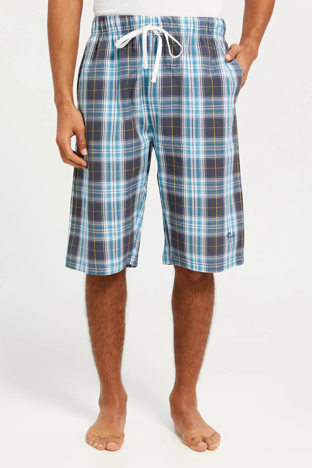 Men White T-Shirt And Shorts Pyjama Set (2 Piece)