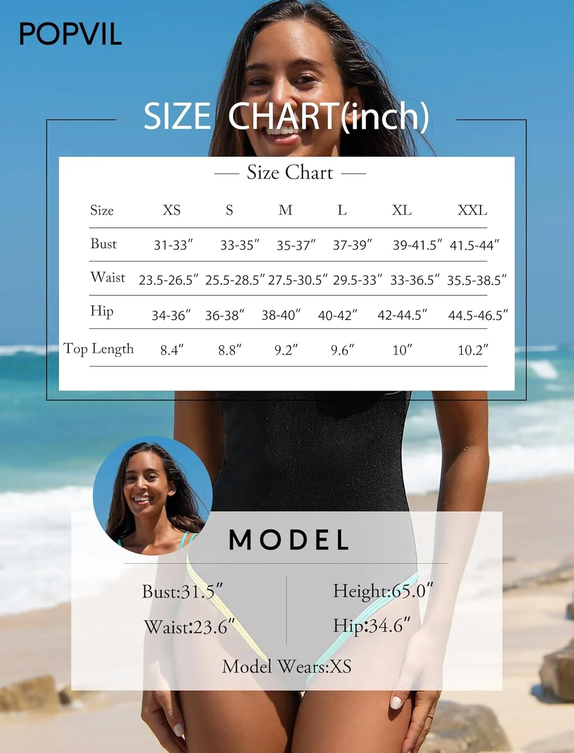 popvil Women's One Piece 2025 Tummy Control Swimsuits Neon Color Block Swimwear Deep V Neck Slimming Bathing Suit