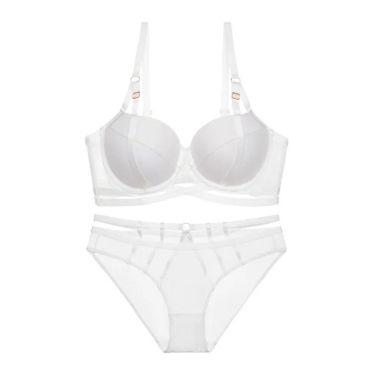 Push-up bra set thin side-sleeved women's sexy pure lust straps special bra underwear set for small breasts