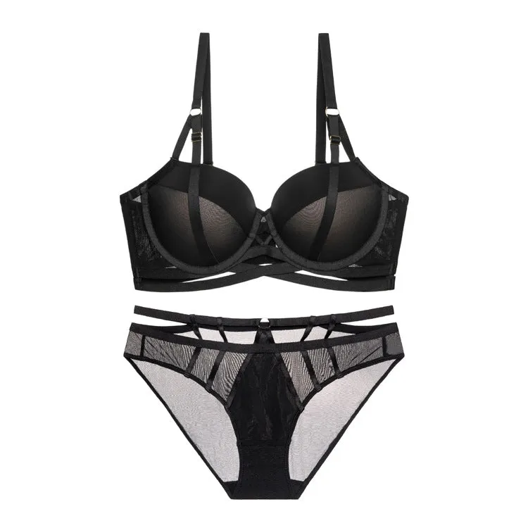Push-up bra set thin side-sleeved women's sexy pure lust straps special bra underwear set for small breasts
