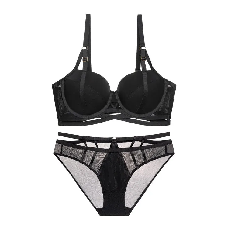 Push-up bra set thin side-sleeved women's sexy pure lust straps special bra underwear set for small breasts