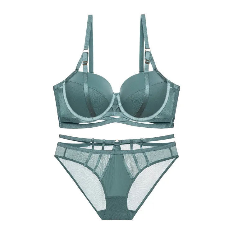 Push-up bra set thin side-sleeved women's sexy pure lust straps special bra underwear set for small breasts