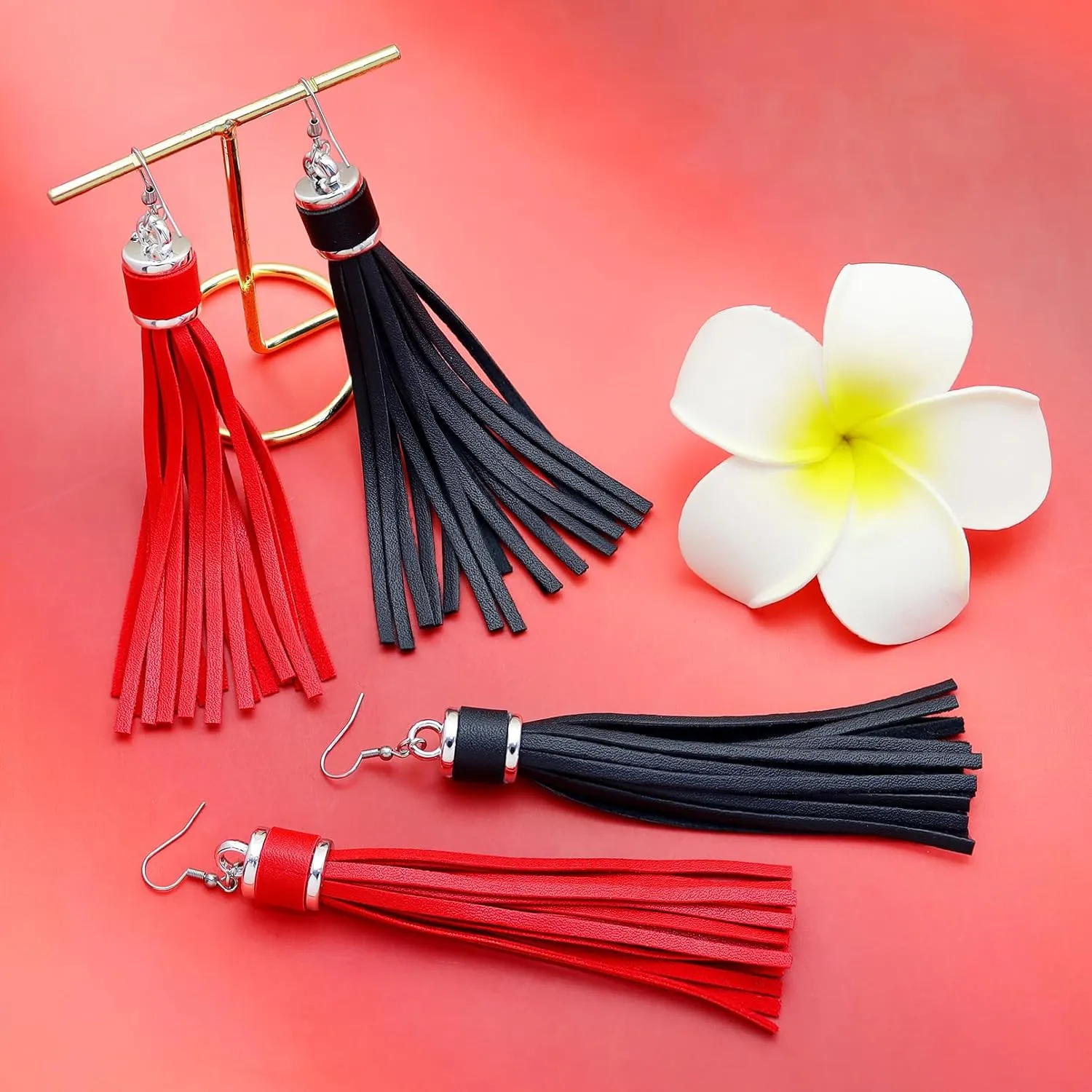 RechicGu 2x Western Earrings For Women Country Concert Pu Leather Long Tassles Stainless Steel Ear Hook Cowgirl Cowboy Bohemian Earrings Jewelry Set