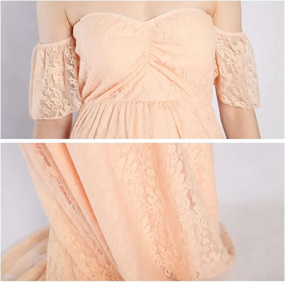 Sicily Women's Lace Off-Shoulder Long Maternity Dress Plus Photography