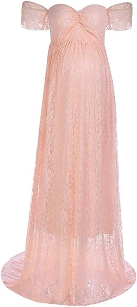 Sicily Women's Lace Off-Shoulder Long Maternity Dress Plus Photography