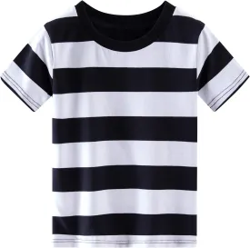 Spring&Gege Boys Short Sleeve Striped Cotton Crew Neck T-Shirt