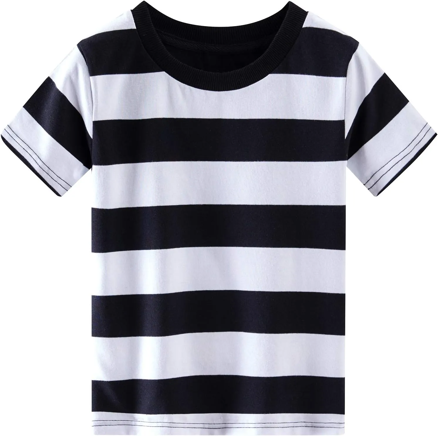 Spring&Gege Boys Short Sleeve Striped Cotton Crew Neck T-Shirt