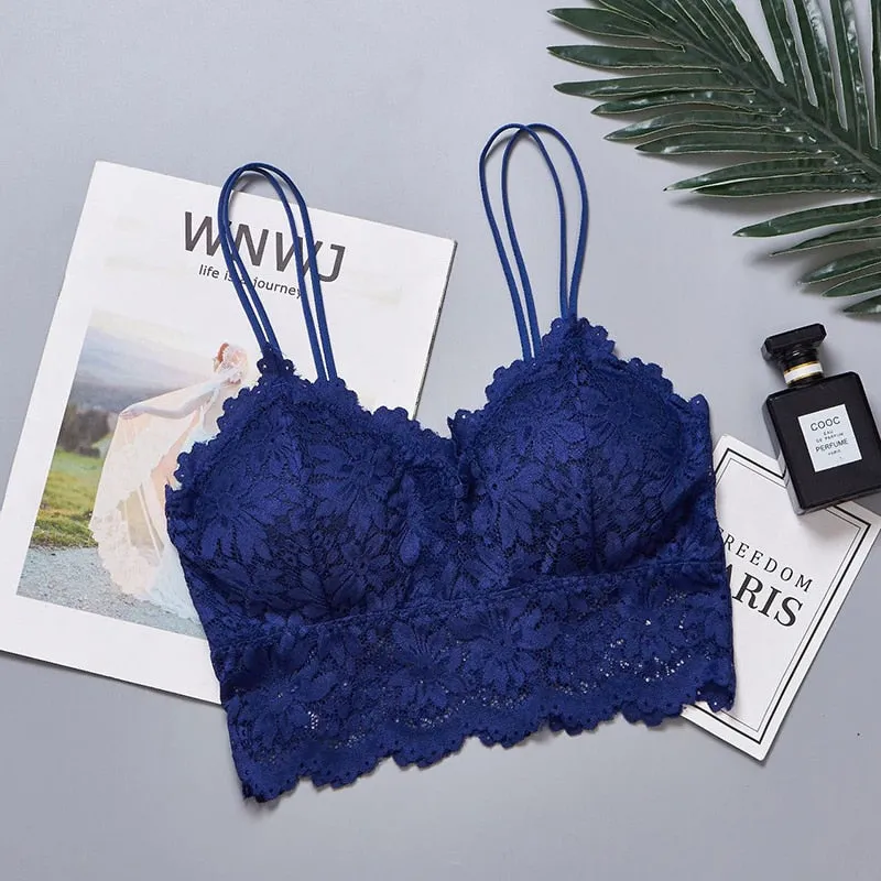 SVOKOR Women Wireless Lace Bra Push Up Tube Top Plus Size Sport Bralette Underwear Non-adjusted Straps Lingerie Full Cup