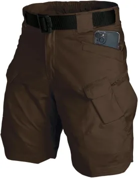 Tactical Shorts Men's Water-Resistant Outdoor Cargo Cotton Blend Hiking Fishing Short with NO Belt