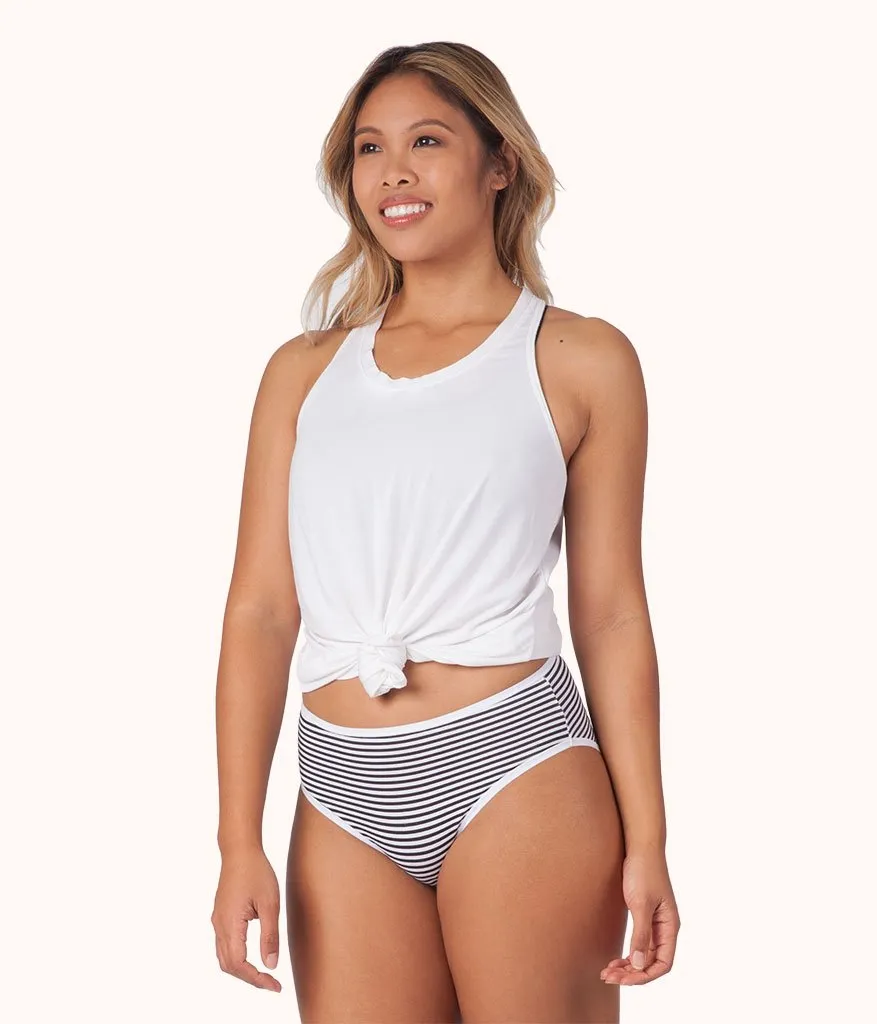 The Cotton Brief: Black/White Mini Stripe