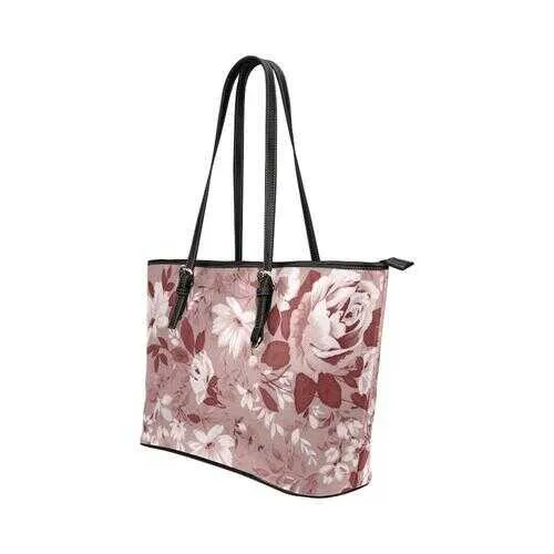 Tote Bags, Rose Red And Black Floral Style Tote Bags