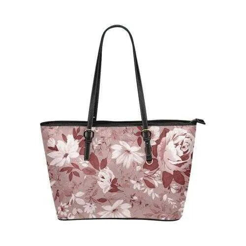 Tote Bags, Rose Red And Black Floral Style Tote Bags