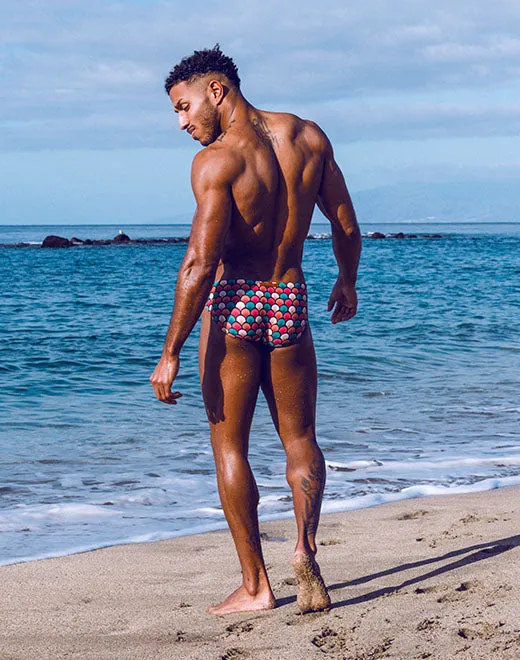 V10 Print Swim Brief - Retro Red