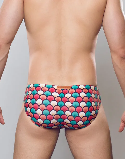 V10 Print Swim Brief - Retro Red