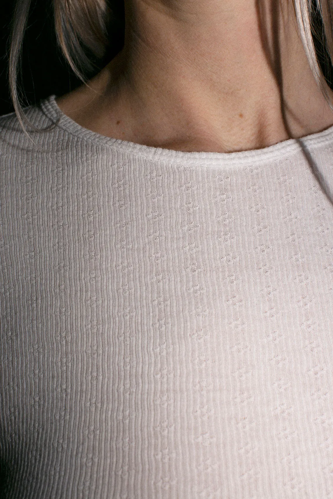 White Pointelle Perla Tee