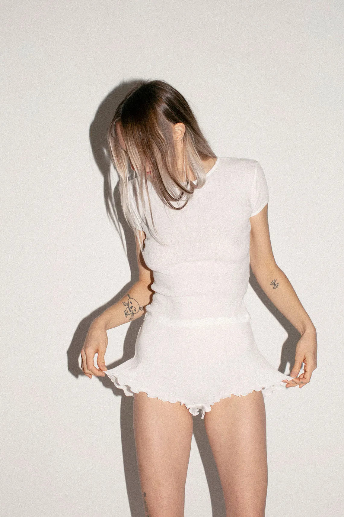 White Pointelle Perla Tee