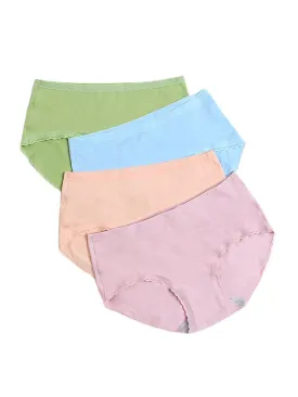 Women Cotton Lace Trim Full Hip Soft Breathable Comfy Mid Waisted Panty