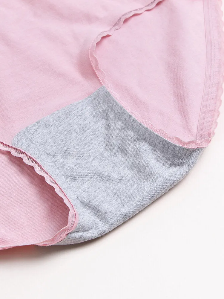 Women Cotton Lace Trim Full Hip Soft Breathable Comfy Mid Waisted Panty