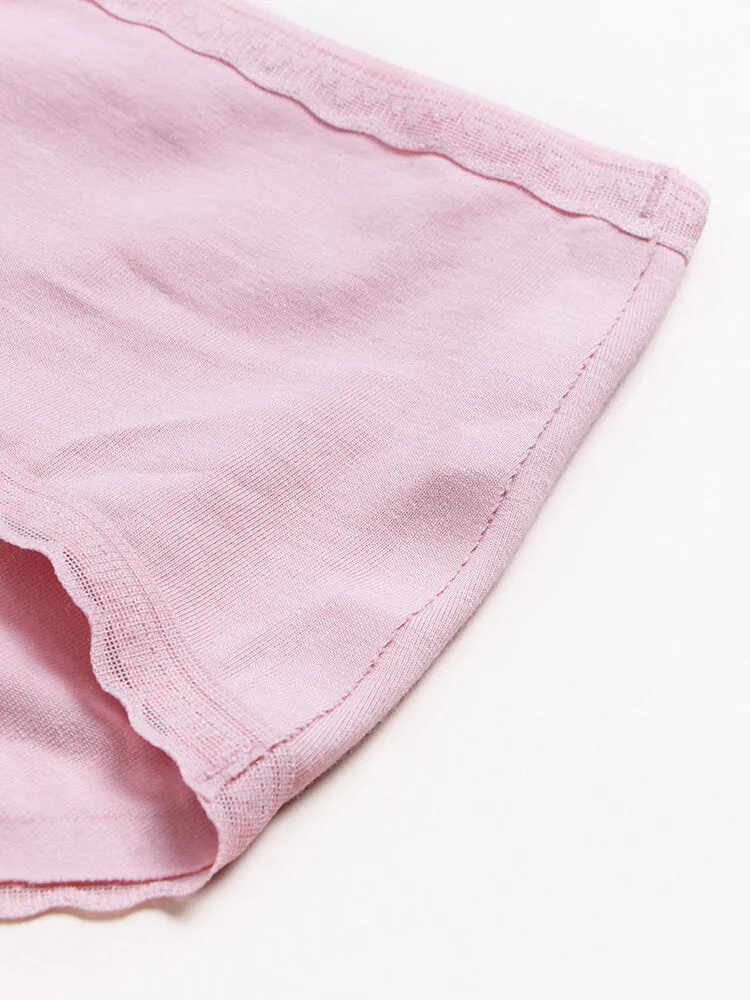 Women Cotton Lace Trim Full Hip Soft Breathable Comfy Mid Waisted Panty