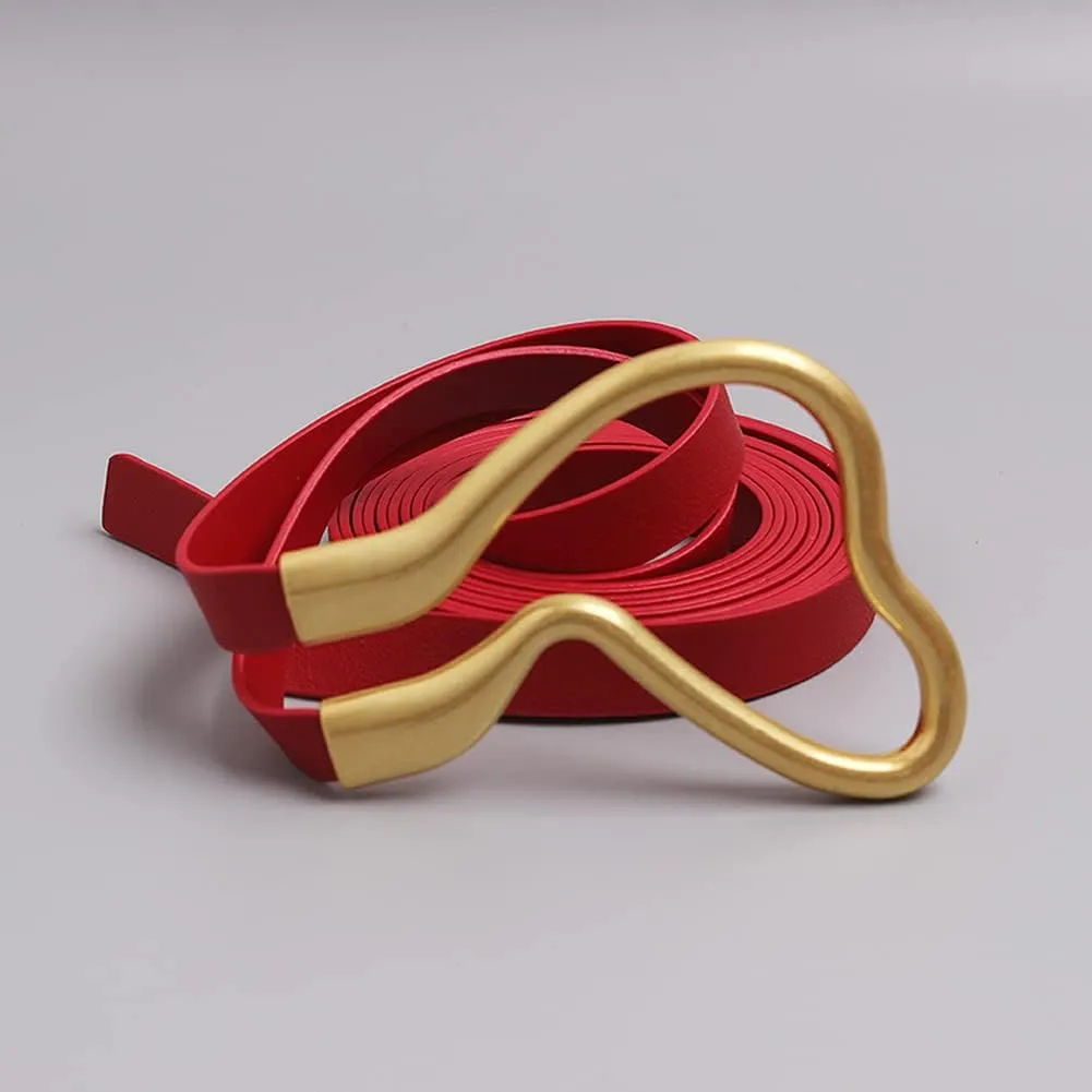 Women Double Strap Tie Knot PU Leather Belt Big Buckle Waist Cinch