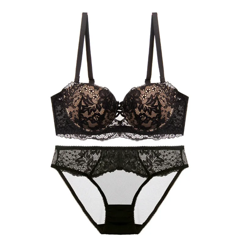 Women push-up bra set, push-up sexy lace bra, summer small breast push-up girl bra set