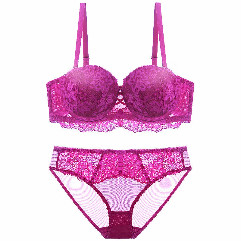 Women push-up bra set, push-up sexy lace bra, summer small breast push-up girl bra set