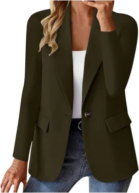 Womens Business Casual Blazer Lightweight Summer Cardigan Solid Lapel Button Down Suit Jacket Work Office Outfits