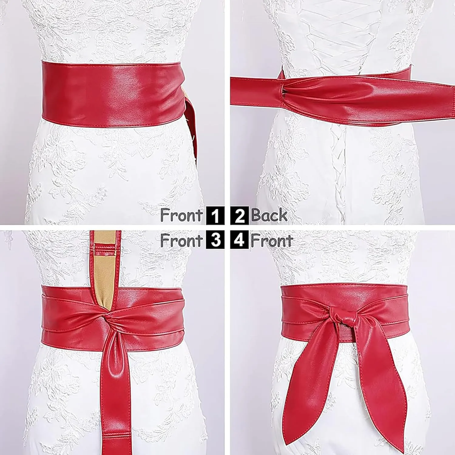 Womens Obi Belt Fashion Leather Wrap Wide Cinch Belt Corset Tie Waistband for Dress