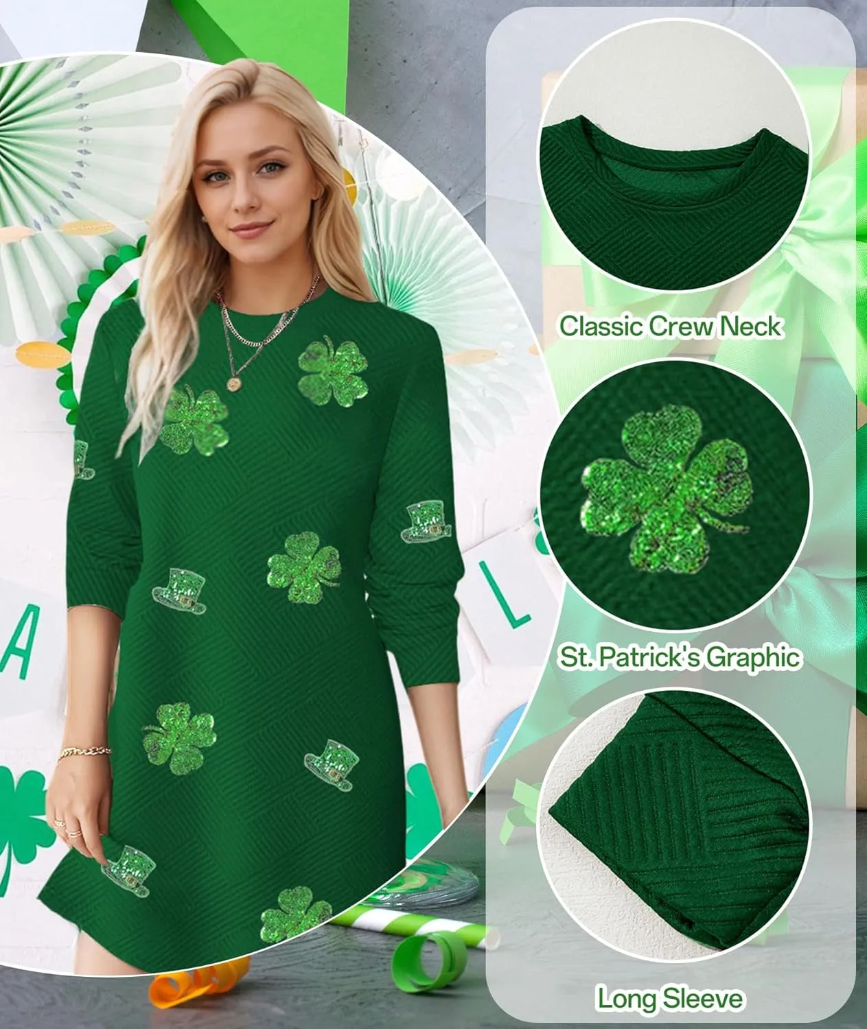 Women's Pullover Sweatshirt Dress Crewneck Long Sleeve 2025 Trendy Fall Casual Textured Mini Dresses with Pockets