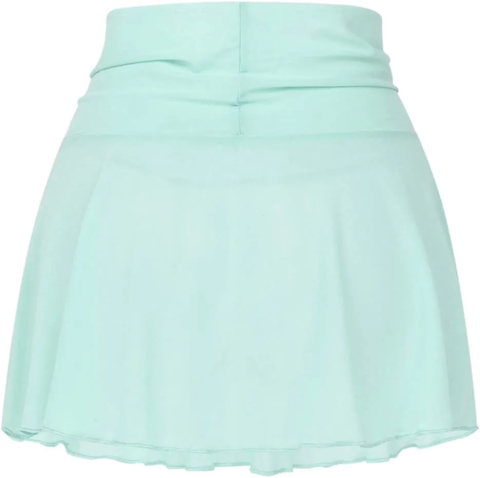 Women's Sheer Mesh Mini Skirts See-Through High Waist Solid Skater Skirt Beach Cover-ups Without Briefs