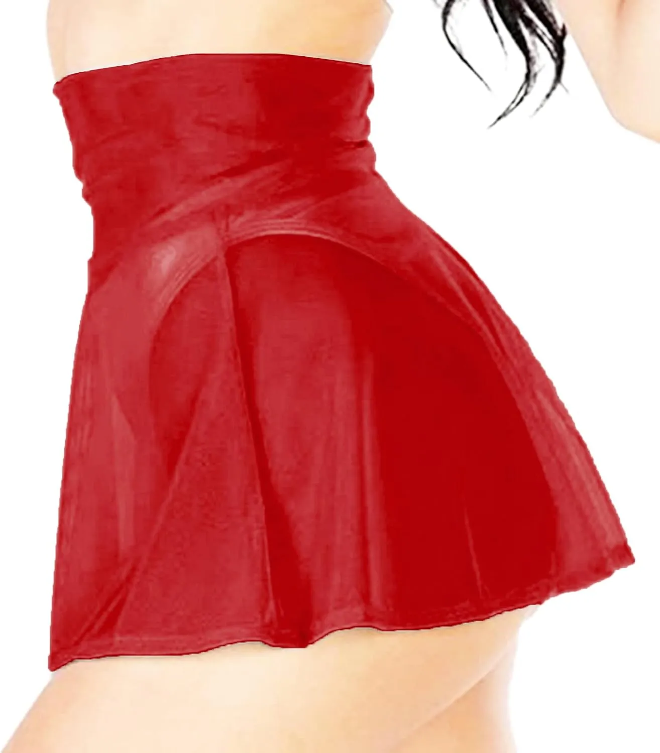 Women's Sheer Mesh Mini Skirts See-Through High Waist Solid Skater Skirt Beach Cover-ups Without Briefs
