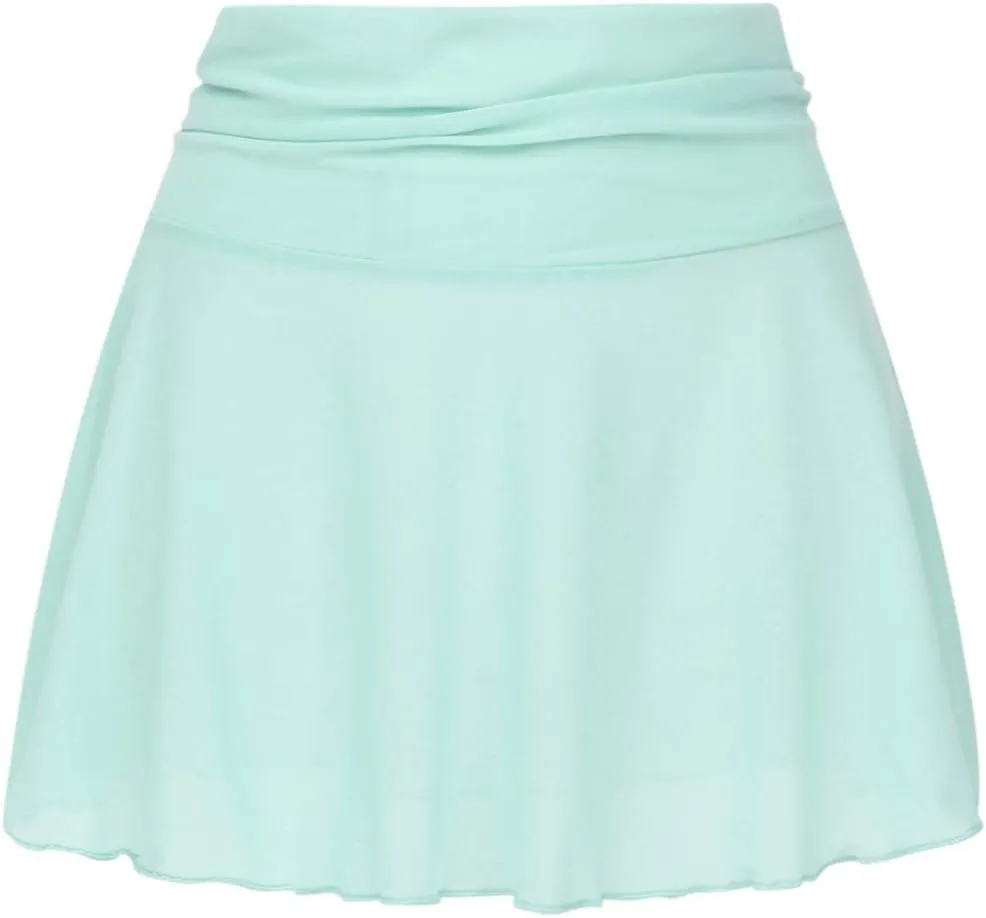 Women's Sheer Mesh Mini Skirts See-Through High Waist Solid Skater Skirt Beach Cover-ups Without Briefs